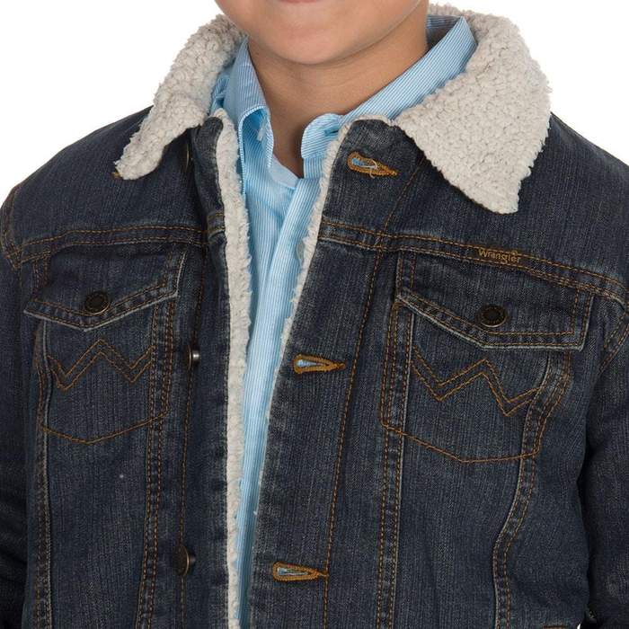Wrangler Boys' Rustic Sherpa Lined Denim Jacket