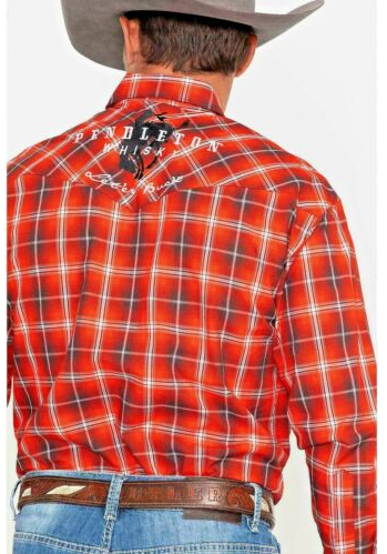 Wrangler® Pendleton Logo Red/Black Plaid Snap Shirt – El Nuevo Rancho Grande