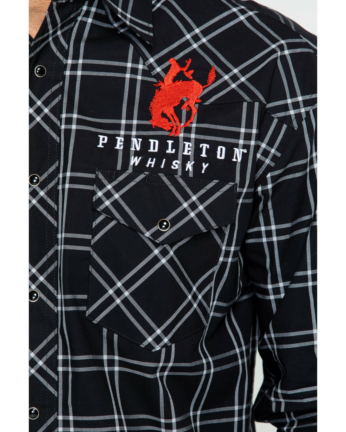 Wrangler® Pendleton Logo Black Plaid Snap Shirt – El Nuevo Rancho Grande