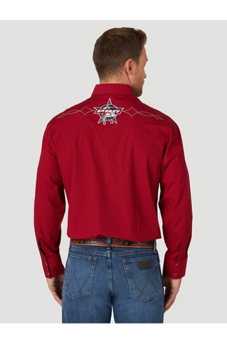 Wrangler® PBR Logo Red Print Snap Shirt – El Nuevo Rancho Grande
