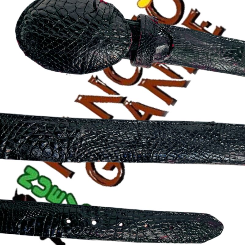 Men's Black Cherry Original Caiman Belly Skin Fashion Western Belt