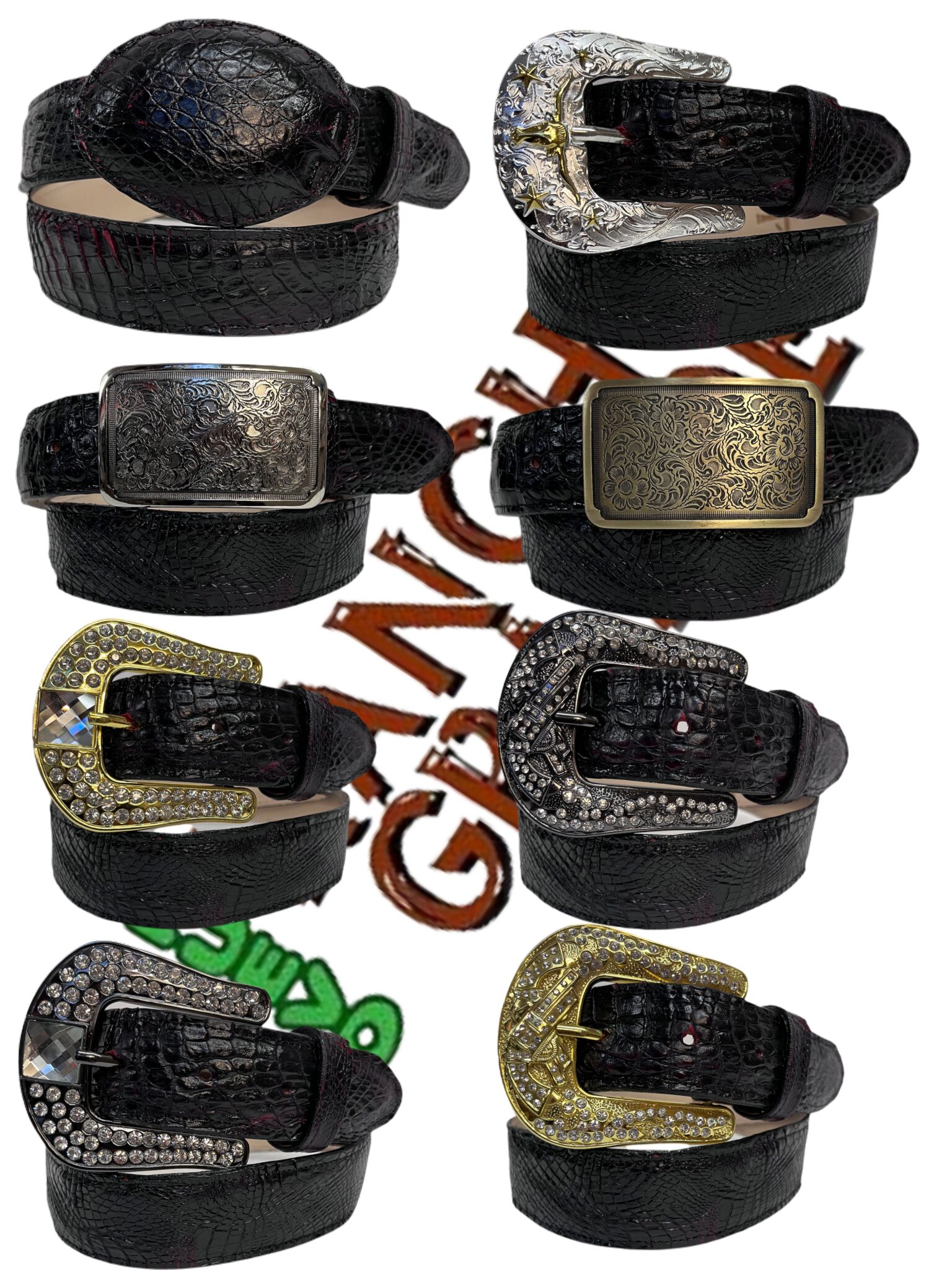 Men's Original Caiman Hornback Skin Western Style Hand Crafted Belt Natural main image 0