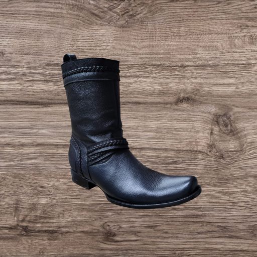 Toro Loco Men's Genuine Moose (Alce) Hunter Narrow Square Toe Boots - Black