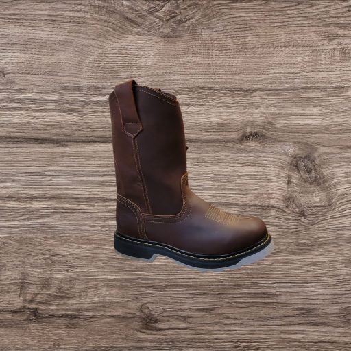 Men's Light Weight Pull On Leather Work Boots - Oil Slip Resistant