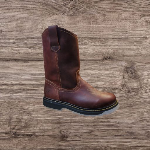 Men's Light Weight Pull On Leather Work Boots - Oil Slip Resistant
