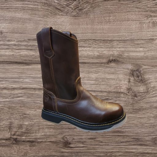 Men's Light Weight Pull On Leather Work Boots - Oil Slip Resistant