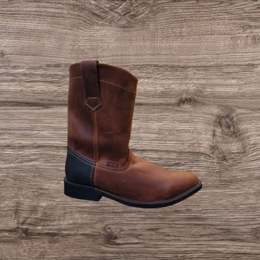Men's Roper Leather Boots Dress Or For Work Boots - Shedron/Black + Free Belt