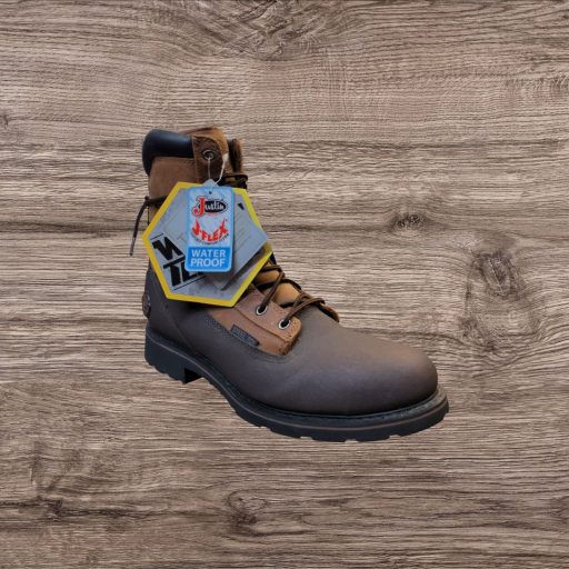 Men's Justin Work Boot Round Steel Toe - Brown WK861
