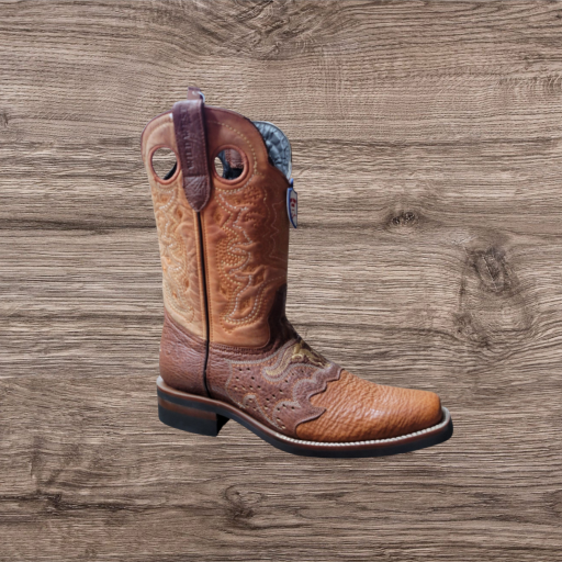 Wild West Men's Shark Half Vamp Exotic Western Boots - Cognac 282H9303