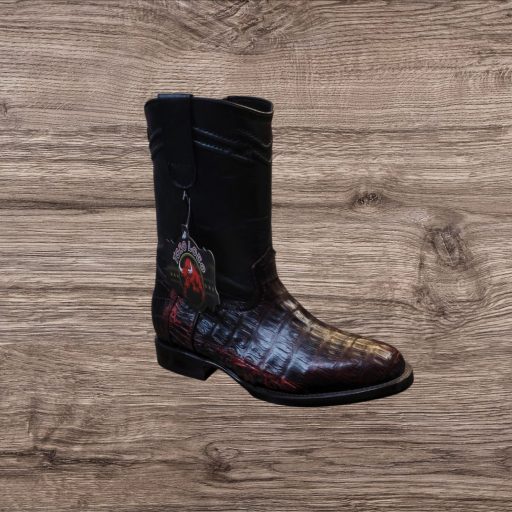 Toro Loco Men's Genuine Caiman Belly Round Toe Boots - Black Cherry