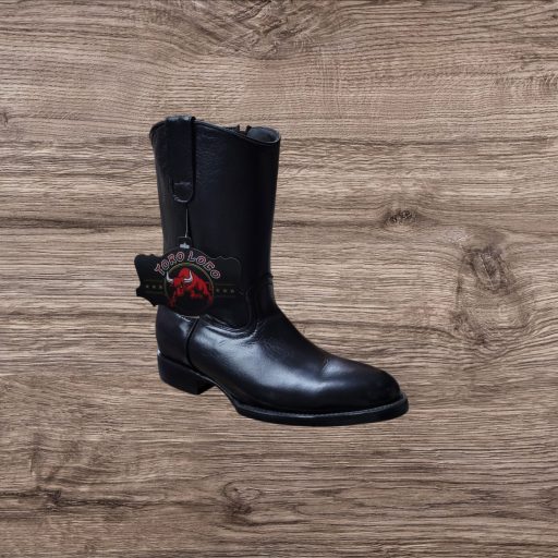 Toro Loco Men's Genuine Moose (Alce) Round Toe Boots - Black