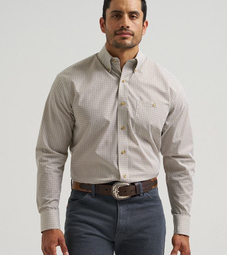 Men's Wrangler Classic Relaxed Fit Long Sleeve Shirt - Brown 112381623