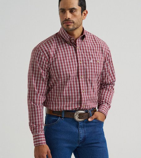 Men's Wrangler Classic Relaxed Fit Long Sleeve Shirt - Burgundy 112381629