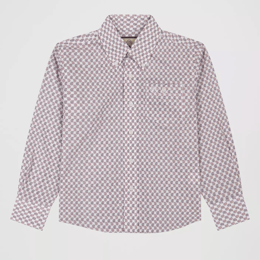 Wrangler Boy's Classic Button-Down Paisley Print Shirt - White 112381631
