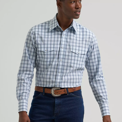 Men's Wrangler® Wrinkle Resist Long Sleeve Western Snap Plaid Shirt 112381654