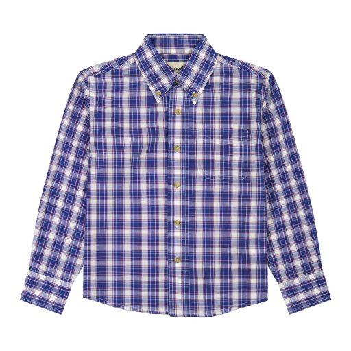 Wrangler Boy's Riata Long Sleeve Button Shirt - Blue 112381690