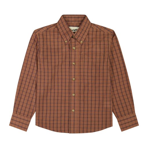 Wrangler Boy's Riata Long Sleeve Button Shirt - Brown 112381690