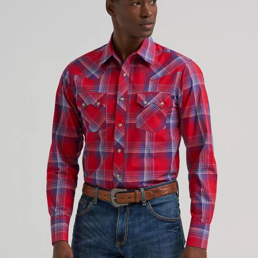 Men's Wrangler Retro® Long Sleeve Sawtooth Snap Pocket Western Shirt - 112381863