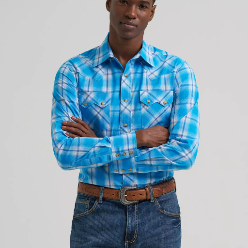 Men's Wrangler Retro® Long Sleeve Sawtooth Snap Pocket Western Shirt - 112381875