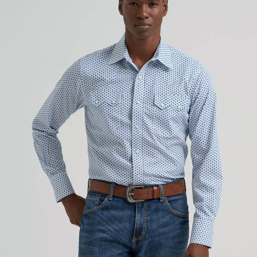 Men's Wrangler Retro® Long Sleeve Sawtooth Snap Pocket Western Shirt - 112381877