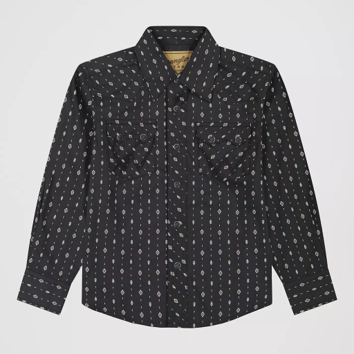 Boy's Wrangler Retro® Western Snap Plaid Sawtooth Shirt - Black 112381884