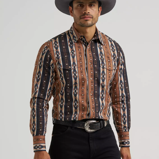 Men's Checotah® Long Sleeve Western Snap Printed Shirt - Brown 112381991