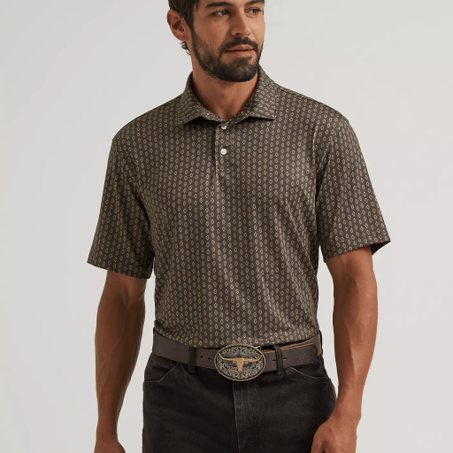 Wrangler All Terrain Gear Men's Performance Polo Shirt - Brown 112382469