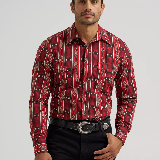 Men's Checotah® Long Sleeve Western Snap Printed Shirt - Red 112384296