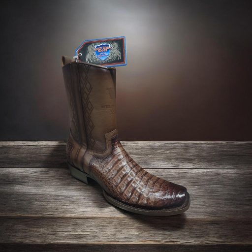 Men's Ankle Boots With Zipper Dubai Style Genuine Caiman/Belly - Brown New Sole