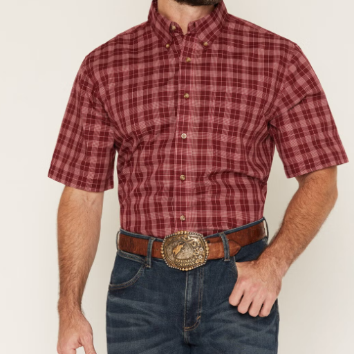 Men's Wrangler Riata® Short Sleeve Dress Shirt Classic Fit - Red 112381687