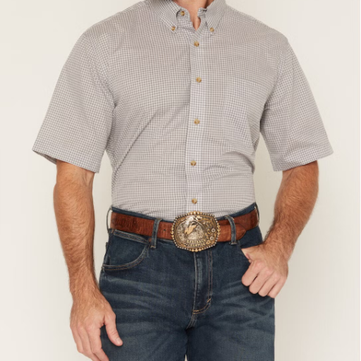 Men's Wrangler Riata® Short Sleeve Dress Shirt Classic Fit - Grey 112381687