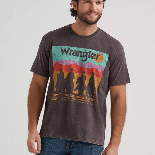 Wrangler Men’s American Legend Vintage Fit Back Graphic T-Shirt- Brown 112379579