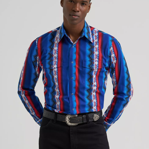 Men's Checotah® Long Sleeve Western Snap Printed Shirt - Blue/Red 112384295