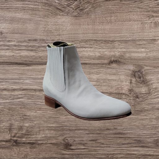 White Diamond Men's Nubuck/Suede Ankle Boot/Botin Charro - Beige