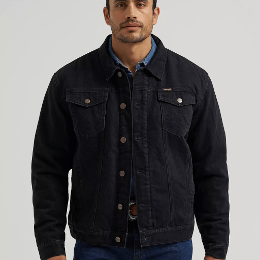 Men's Wrangler Retro® Sherpa Lined Western Denim Jacket - Black 112381903
