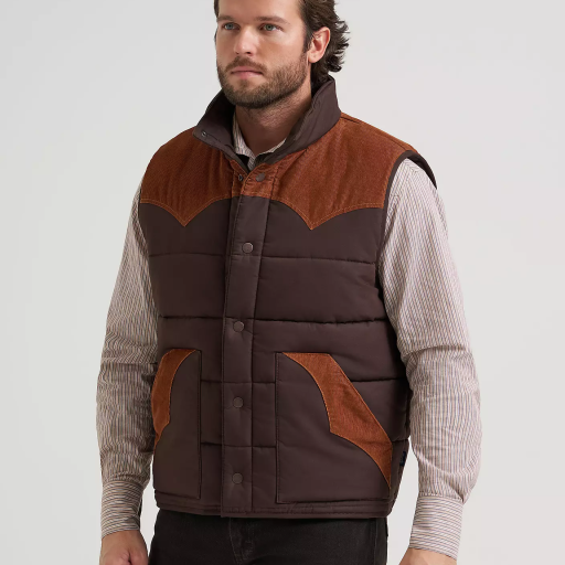Wrangler® Men's Corduroy Yoke Puffer Vest - Brown 112381922