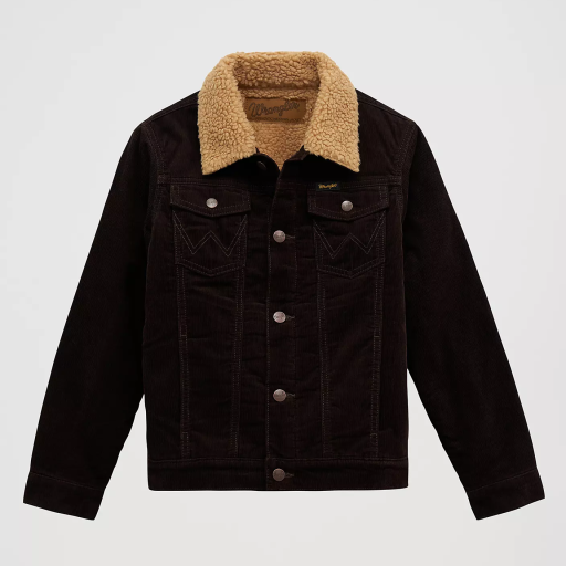 Boy's Wrangler® Cowboy Cut® Sherpa Lined Corduroy Jacket - Dark Brown 112382136