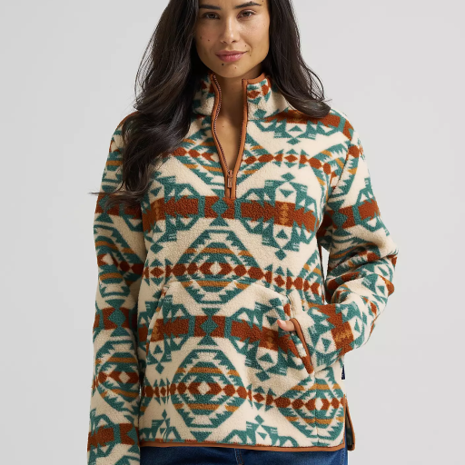 Women's Wrangler High Plains Sherpa Zip Pullover - Turquoise 112382729