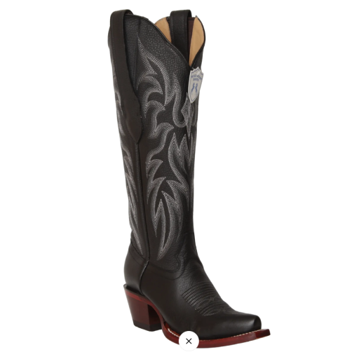 Wild West Women's Black Genuine Leather Tall Shaft Snip Toe Boots 23812705